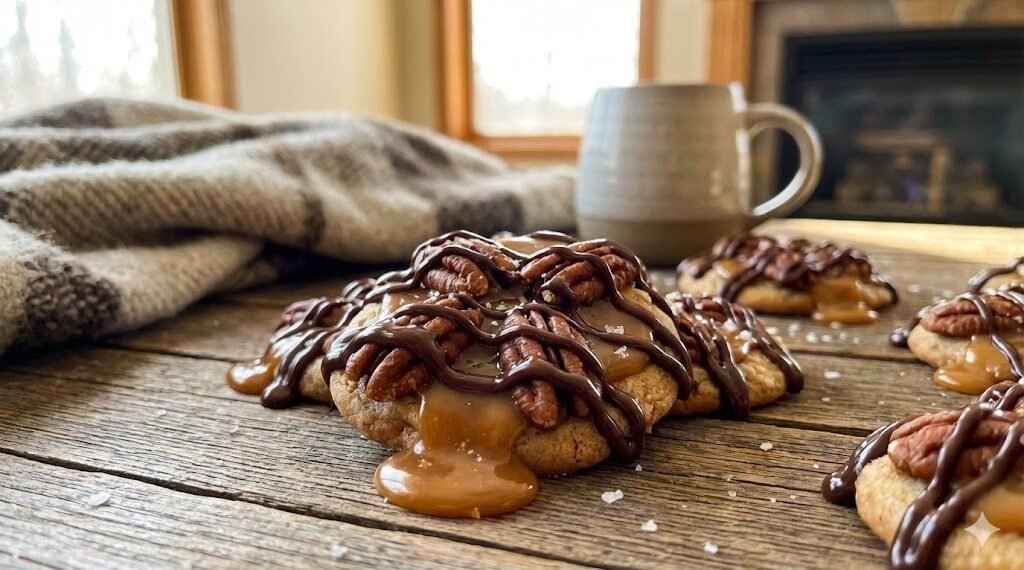 Turtle Pecan Cluster Cookies