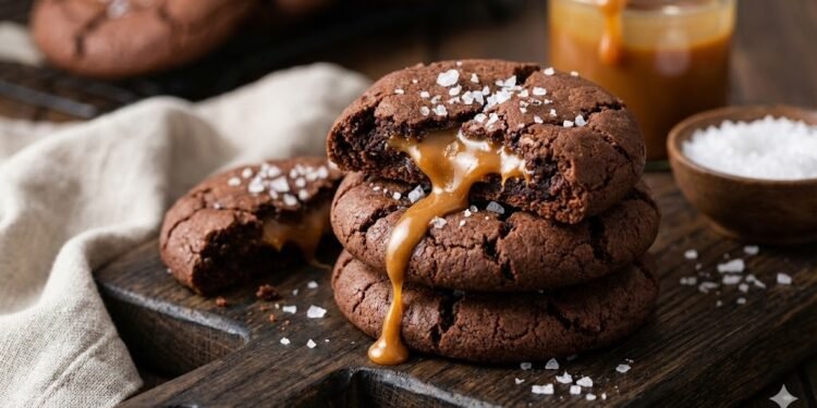 Salted Caramel Stuffed Chocolate Cookies